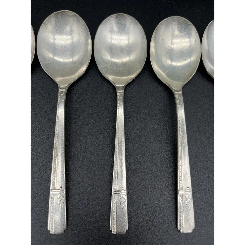Soup Or Cream Spoon Set Silverplate Grenoble By Oneida Silver 5 Pieces